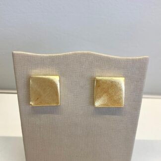 Brinco Quadrado Escovado Banhado a Ouro 18k