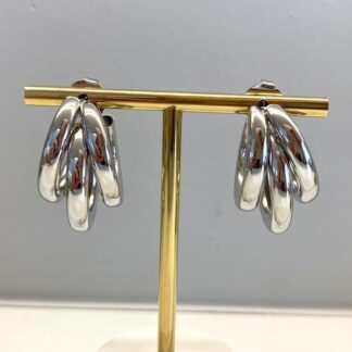 Brinco Argola Tripla de Ródio Branco