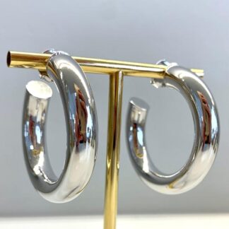 Brinco Argola Tubo G de Ródio Branco