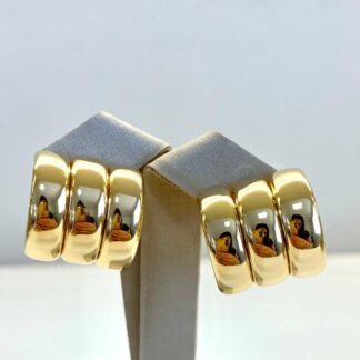 Brinco Trio Liso Banhado a Ouro 18k