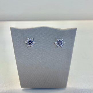 Brinco Floco de Neve com Zircônia Azul de Prata 925