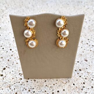 Brinco Ear Cuff de Pérolas Banhado a Ouro 18k