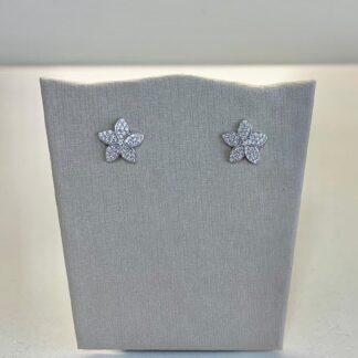 Brinco Flor 5 Pétalas Cravejadas de Zircônias de Prata 925