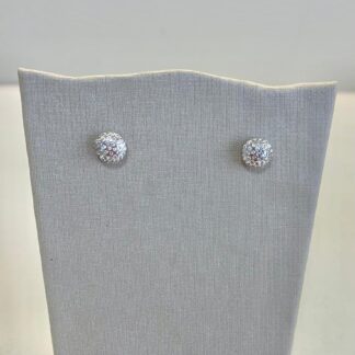 Brinco Mini Botão Cravejado com Zircônias de Prata 925