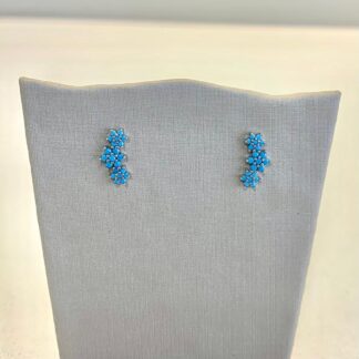 Brinco 3 Flores Turquesa de Prata 925