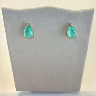 Brinco Gota de Esmeralda Colombiana Fusion Banhado a Ouro 18k