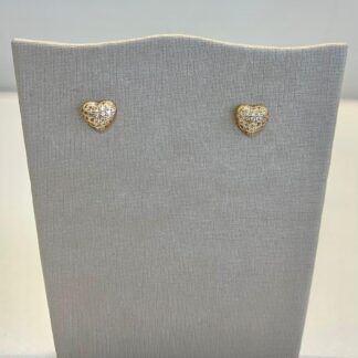 Brinco Coração Robusto Cravejado de Zircônias Banhado a Ouro 18k
