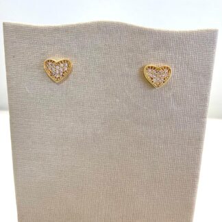 Brinco Coração Cravejado de Zircônias Banhado a Ouro 18k