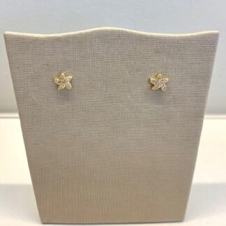 Brinco Flor Estilizada Cravejada de Zircônias Banhado a Ouro 18k