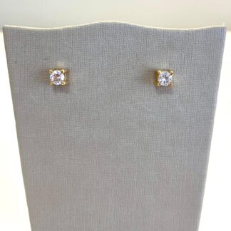 Brinco Ponto De Luz Quadrado Banhado a Ouro 18k