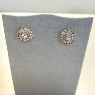 Brinco Pizza Cravejado com Zircônias Banhado a Ouro 18k.