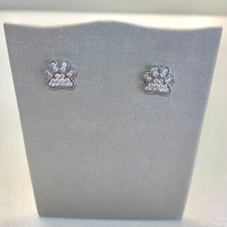 Brinco Pata de Cachorro Cravejada de Zircônias de Prata 925