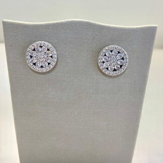 Brinco Flor Cravejado de Zircônias de Ródio