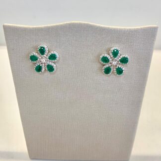 Brinco Flor Esmeralda Prata 925