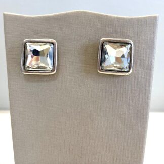 Brinco Quadrado de Cristal de Quartzo de Zamac