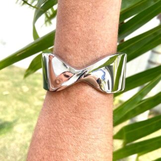 Bracelete Maxi Torcido Ródio Branco