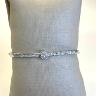 Bracelete Cravejado com Zircônias em Ródio Branco