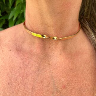 Choker Nó Banhada Ouro 18k