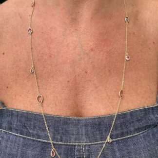 Colar Cristal Rodolita Banhado Ouro 18k