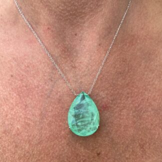 Colar Gota Esmeralda Colombiana Prata 925