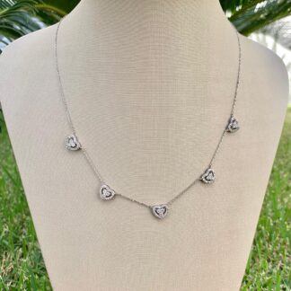 Colar Corações Vazados Prata 925