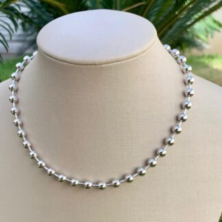 Colar Esferas de Ródio Branco