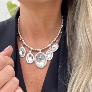 Colar Cristal de Quartzo de Zamac