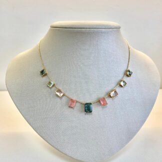 Colar Quartzo Rutilado Banhado a Ouro 18k