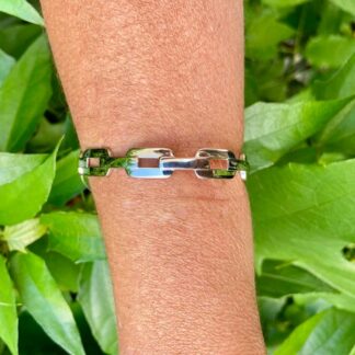 Bracelete Elos em Ródio Branco