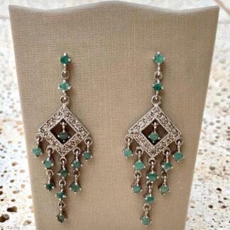 Brinco de Esmeralda com Zircônias em Prata 925