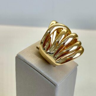 Anel Entrelaçado Prata 925 com Banho De Ouro 18k