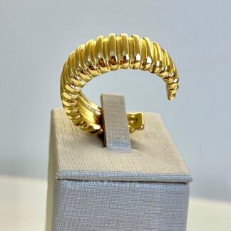 Anel Regulável Frisado Banhado a Ouro 18k