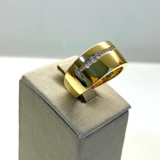 Anel Liso Prata 925 Com Banho De Ouro 18k