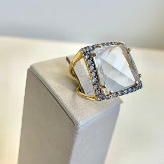 Anel de Quartzo Banhado Ouro 18k