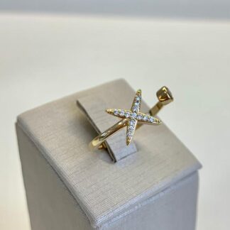 Anel Estrela Cravejada de Zircônia Banhado Ouro 18k