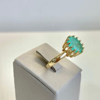 Anel Esmeralda Colombiana Fusion Banhado a Ouro 18k