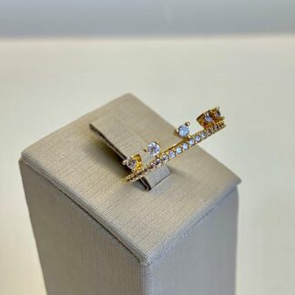 Anel 5 Pontos de Luz Banhado a Ouro 18k