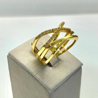 Anel Duplo X Banhado Ouro 18k