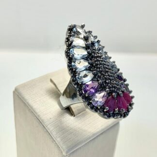 Anel Ametista em Ródio Negro