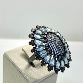 Anel Turmalina com Zircônias Brancas e Chocolate em Ródio Negro