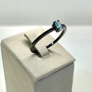 Anel Cristal Paraíba de Ródio Negro