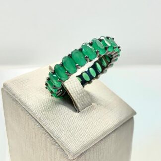 Aliança de Esmeralda em Ródio Negro