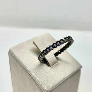 Anel Colméia  com Zircônias Brancas em Ródio Negro