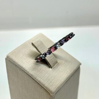 Anel com Zircônias Coloridas em Ródio Negro