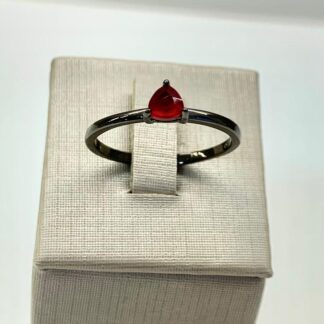 Anel Mini Gota Rubi P Ródio Negro