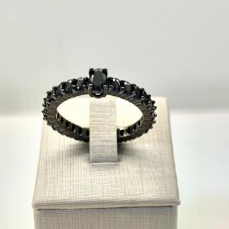 Anel Zircônia Negra Ródio Negro