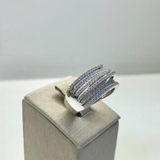 Anel 6 Linhas Cravejado de Zircônias Prata 925