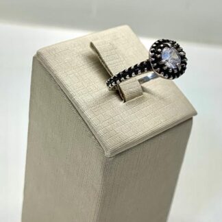 Anel Solitário Prata 925 Envelhecida