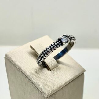 Anel Ponto de Luz Prata Envelhecida 925