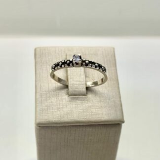 Anel Solitário Prata Envelhecida 925